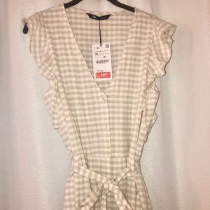 Zara Linen Ruffle Dress